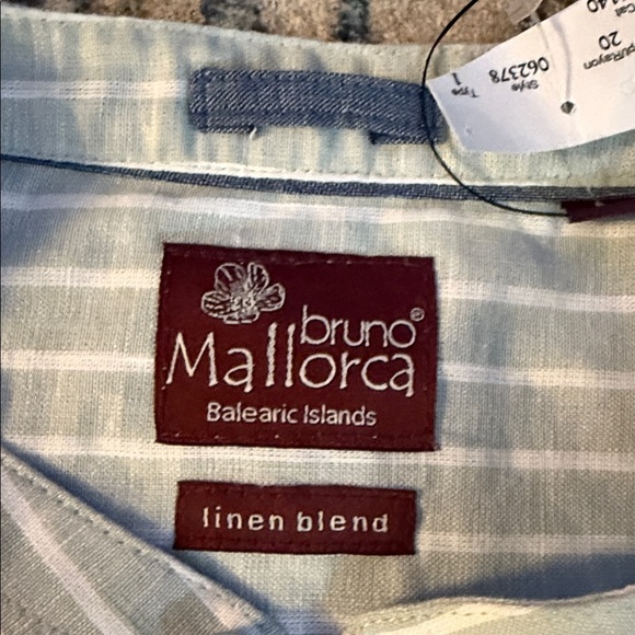 Men’s Linen Blend Striped Button-Up Shirt. Size L 80% cotton 20 % linen - Picture 2 of 10